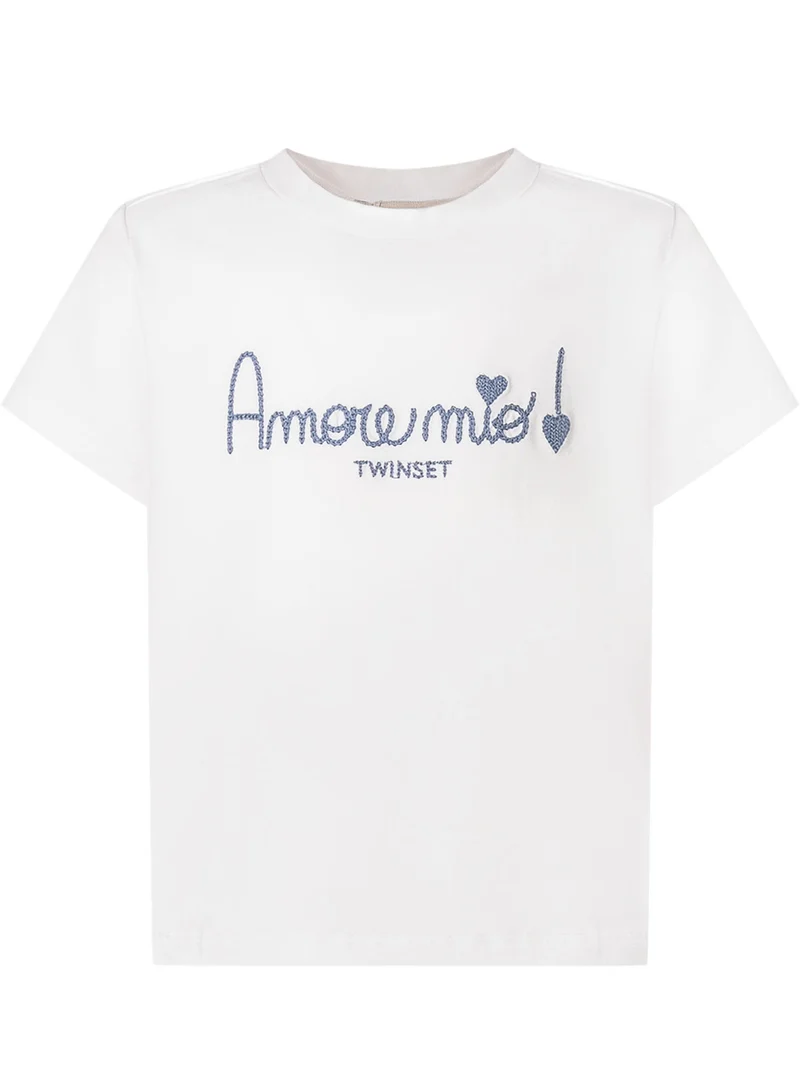 T-shirt con Stampa e Ricamo