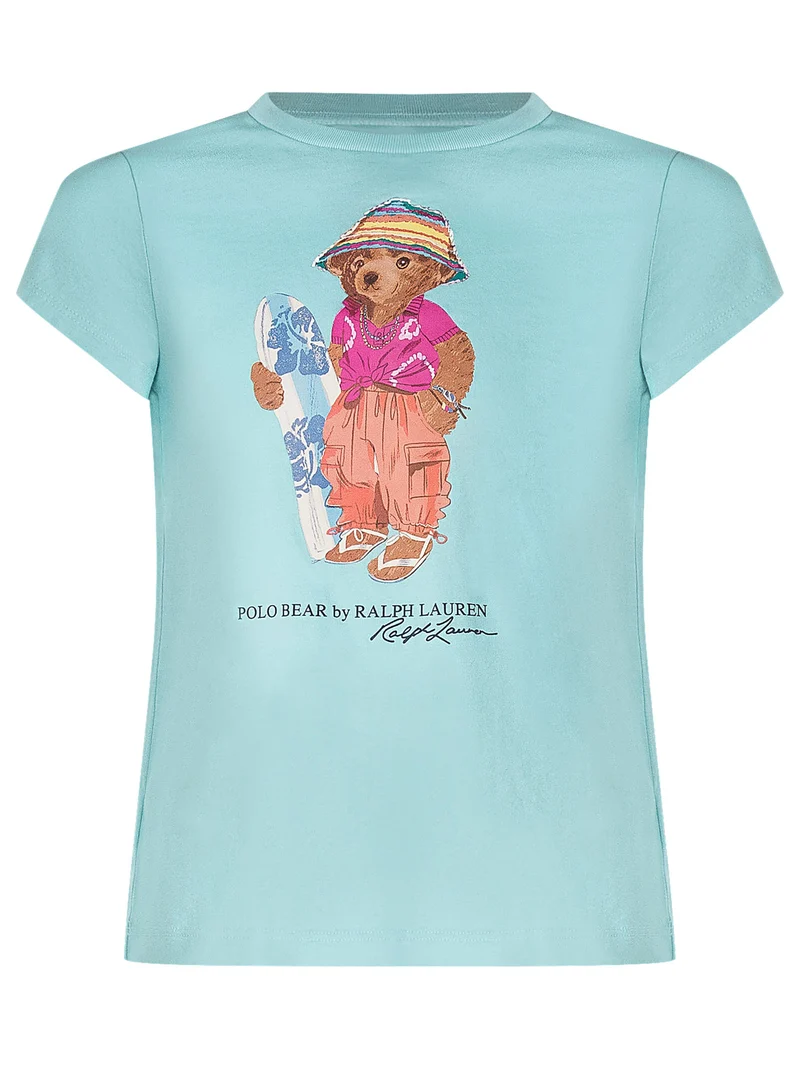 T-shirt in Jersey con Stampa Orso