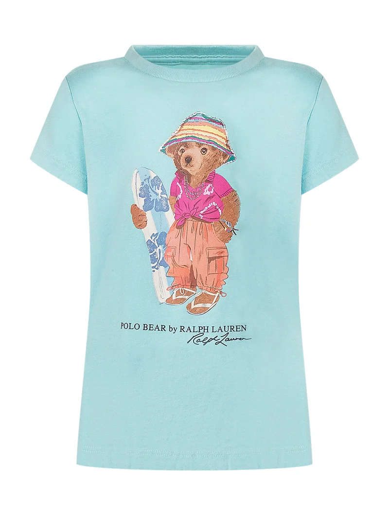 T-shirt in Jersey con Stampa Orso