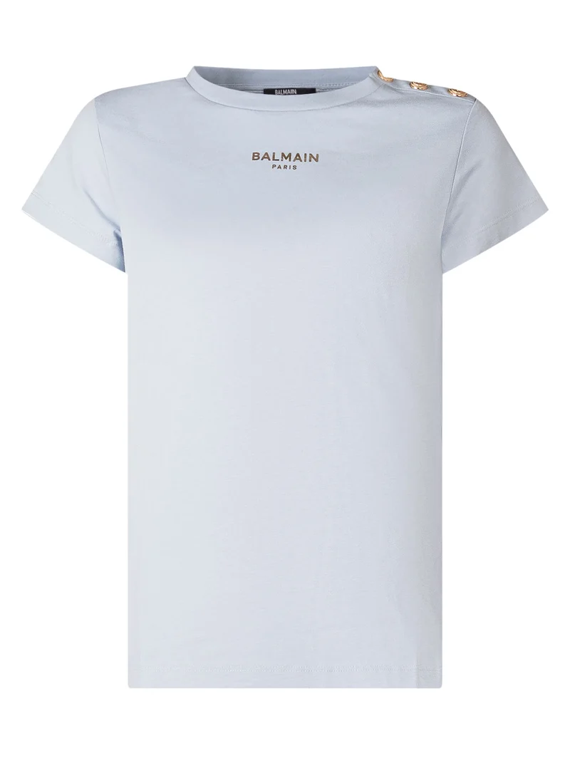 T-shirt con Logo e Bottoni Spalla