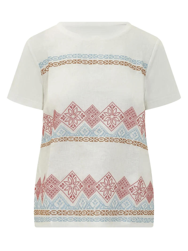 T-shirt con Ricamo Geometrico