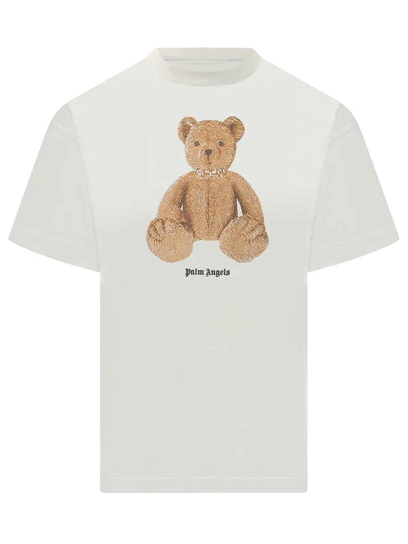 T-shirt con Stampa Orso e Logo Frontale