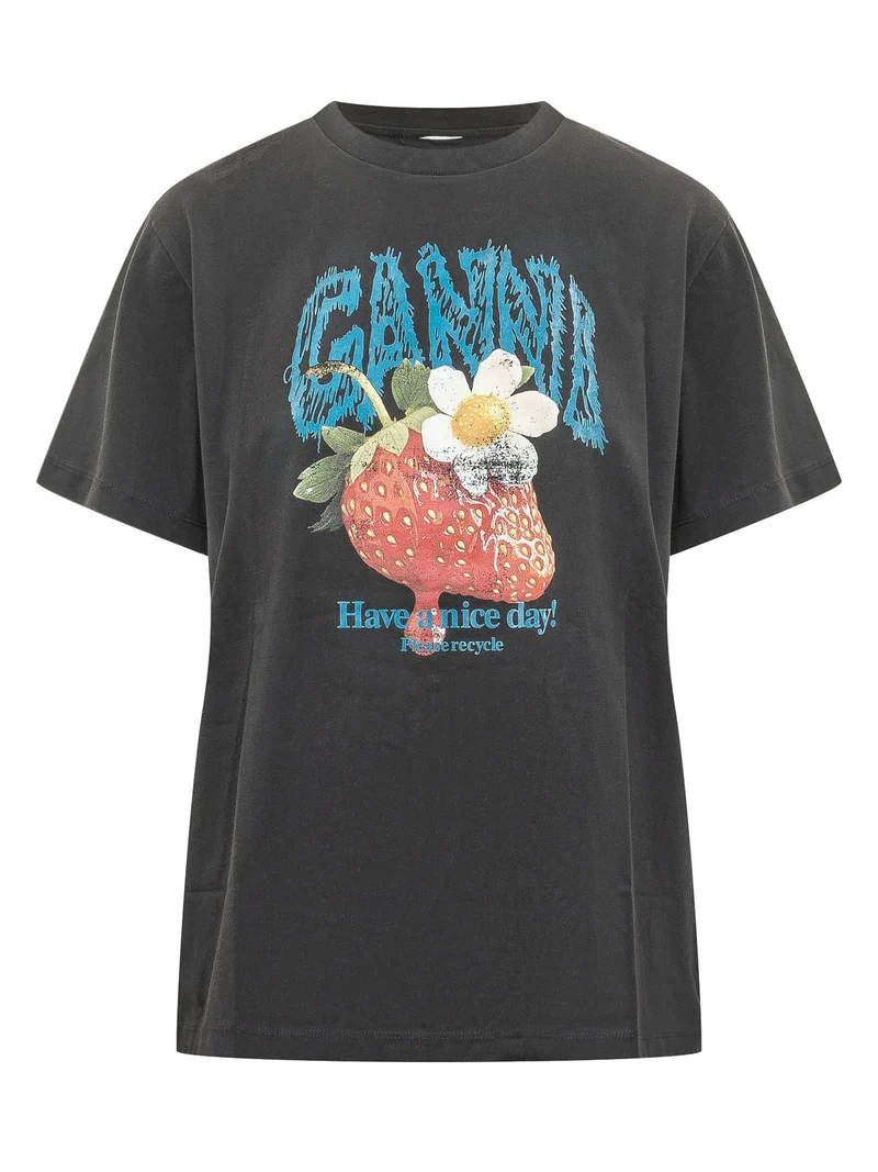 T-shirt Jersey con Stampa Fragola