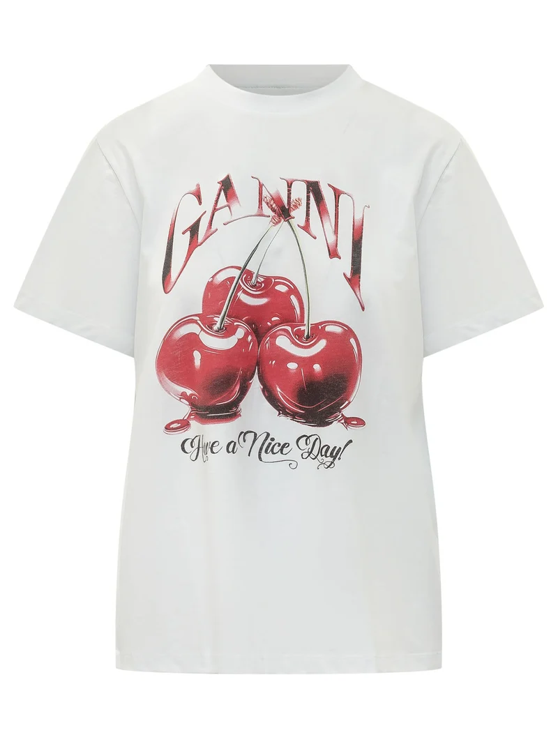 T-shirt Relaxed con Stampa Ciliegie