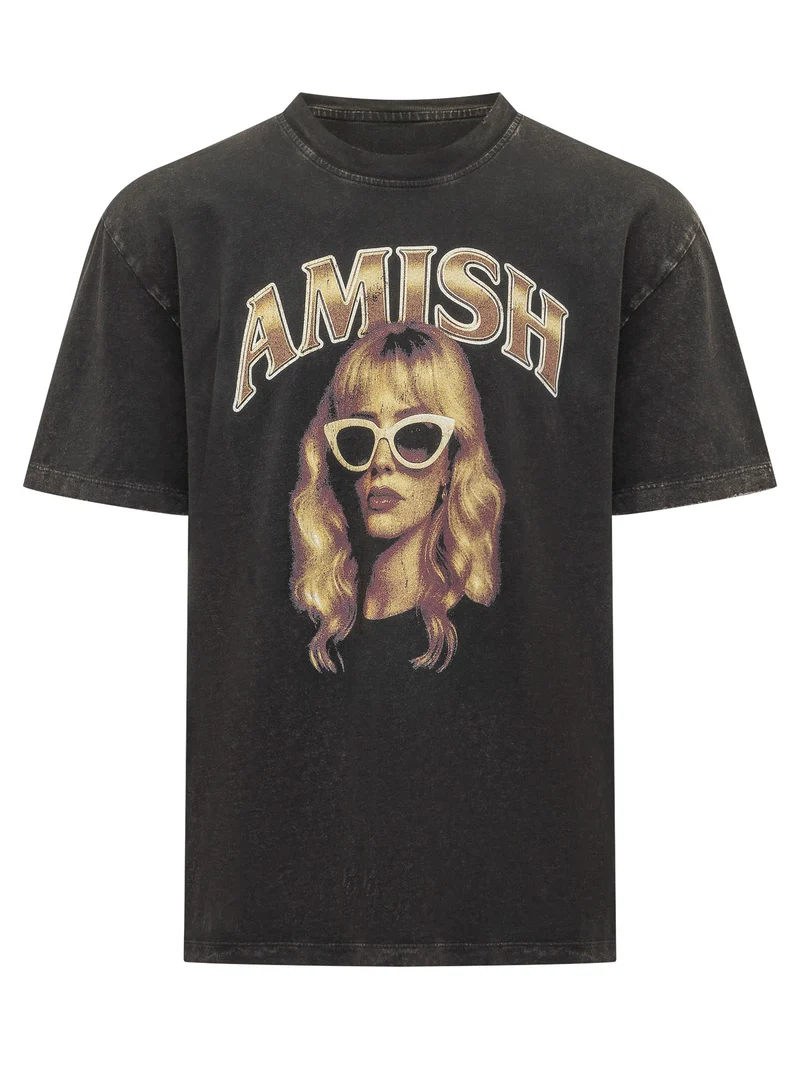T-shirt in Jersey con Stampa Frontale