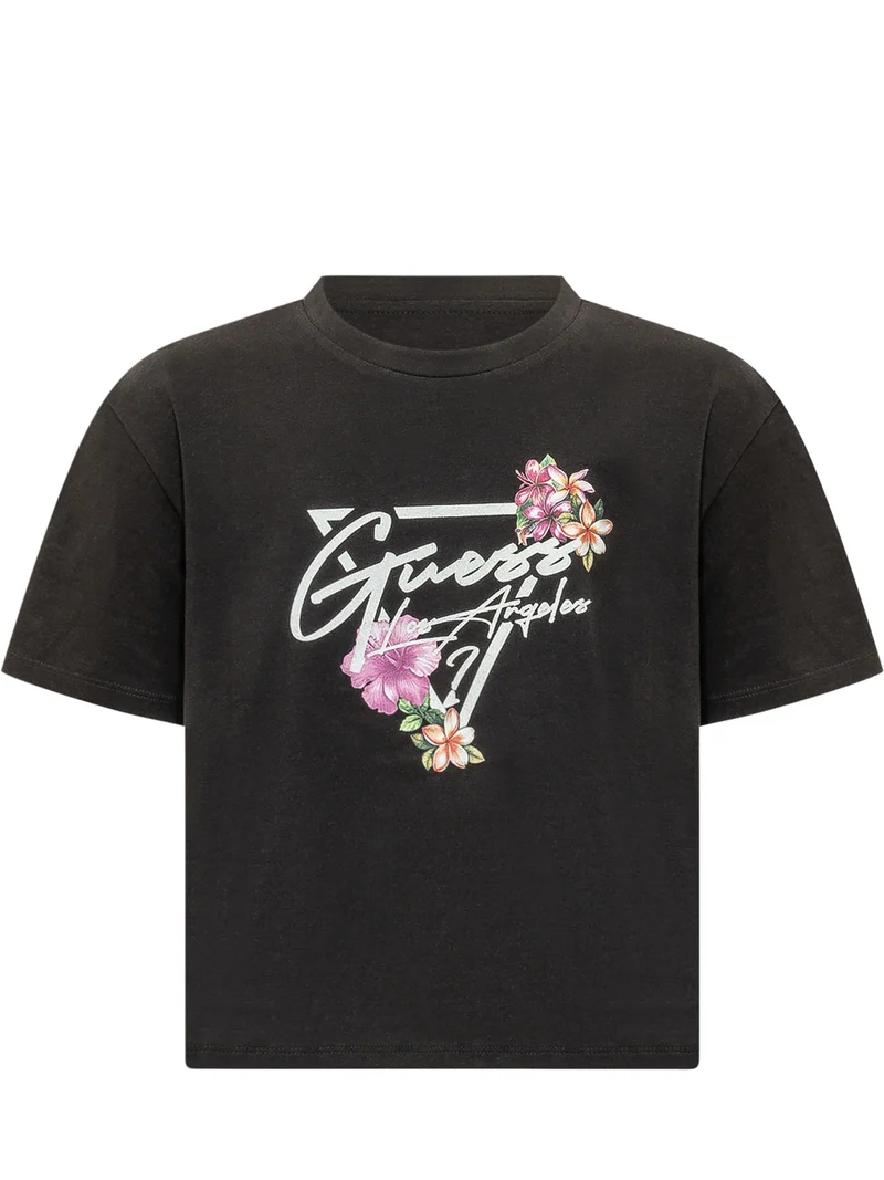 T-shirt Crop con Stampa Floreale