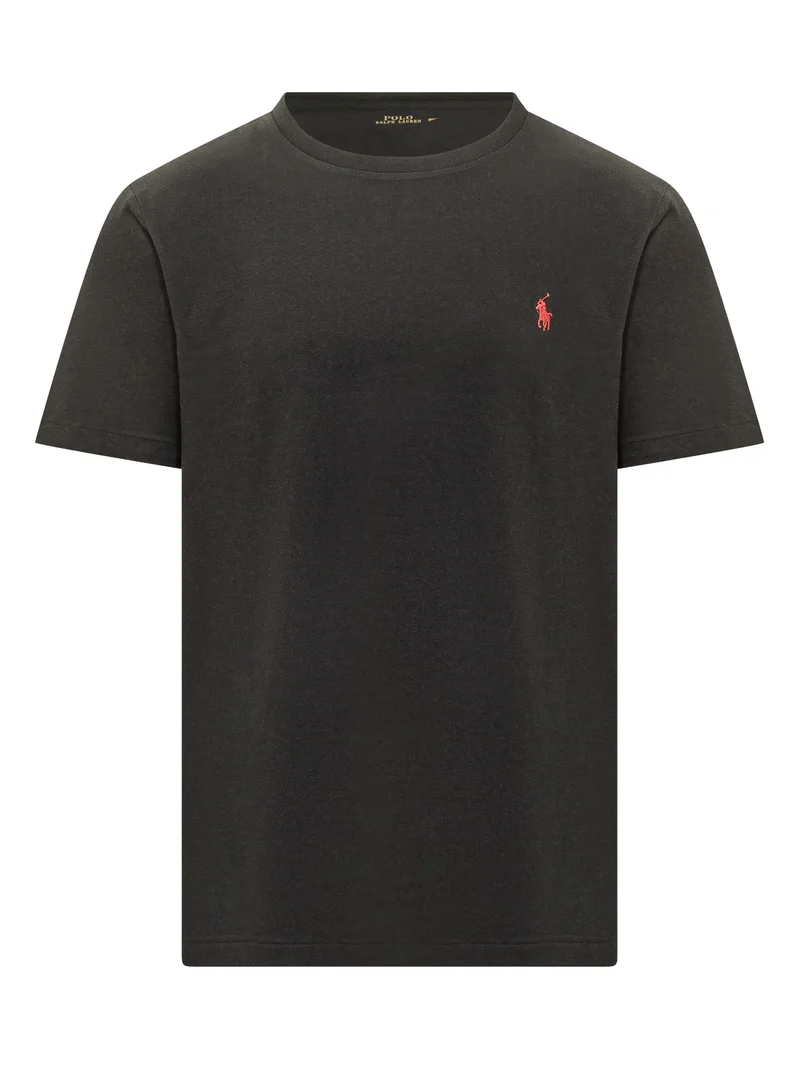 T-shirt Girocollo con Logo Ricamato
