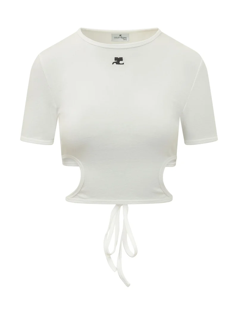 T-shirt con Cut Out e Laccio