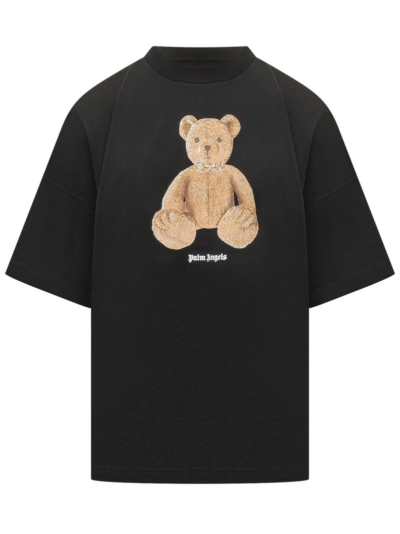T-shirt con Stampa Orso e Logo Frontale