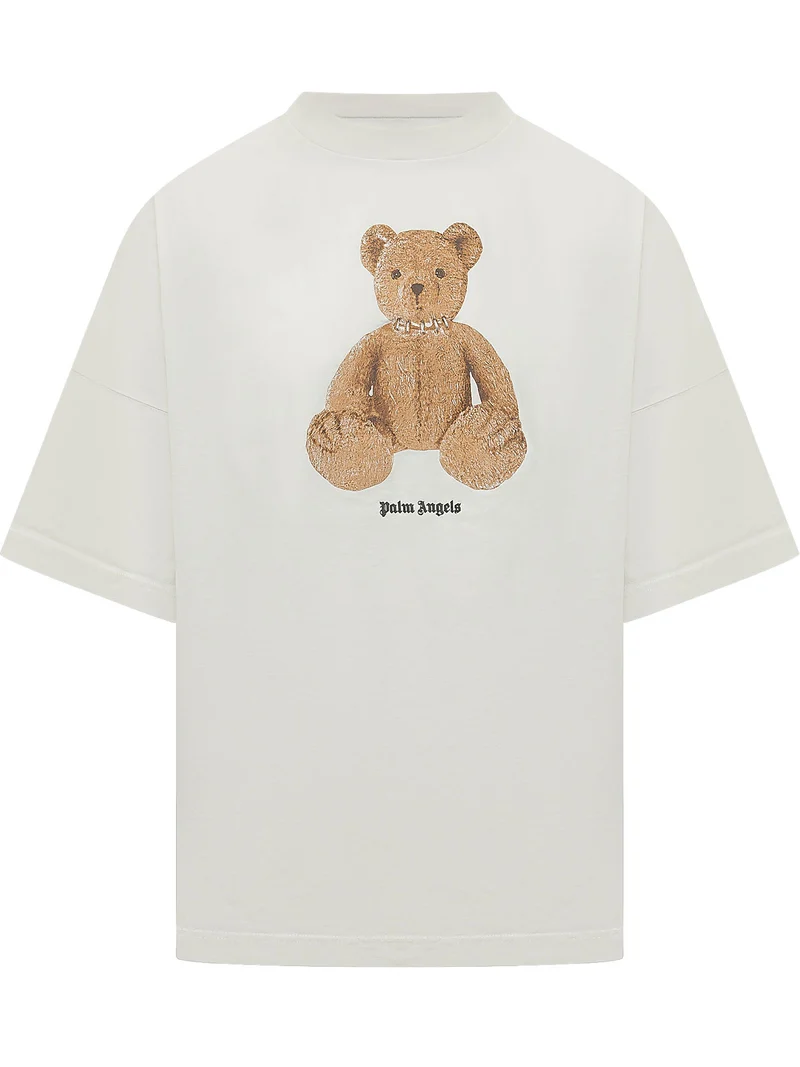 T-shirt con Stampa Orso e Logo Frontale