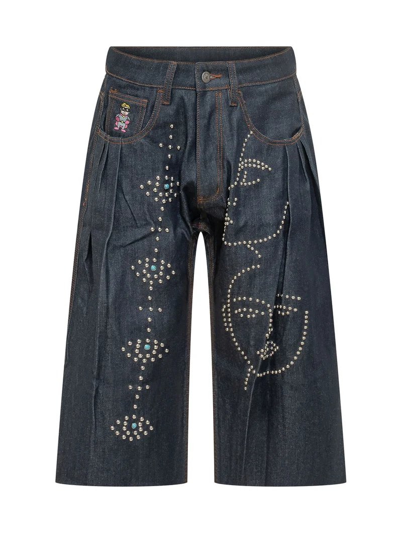 Bermuda in Denim con Borchie