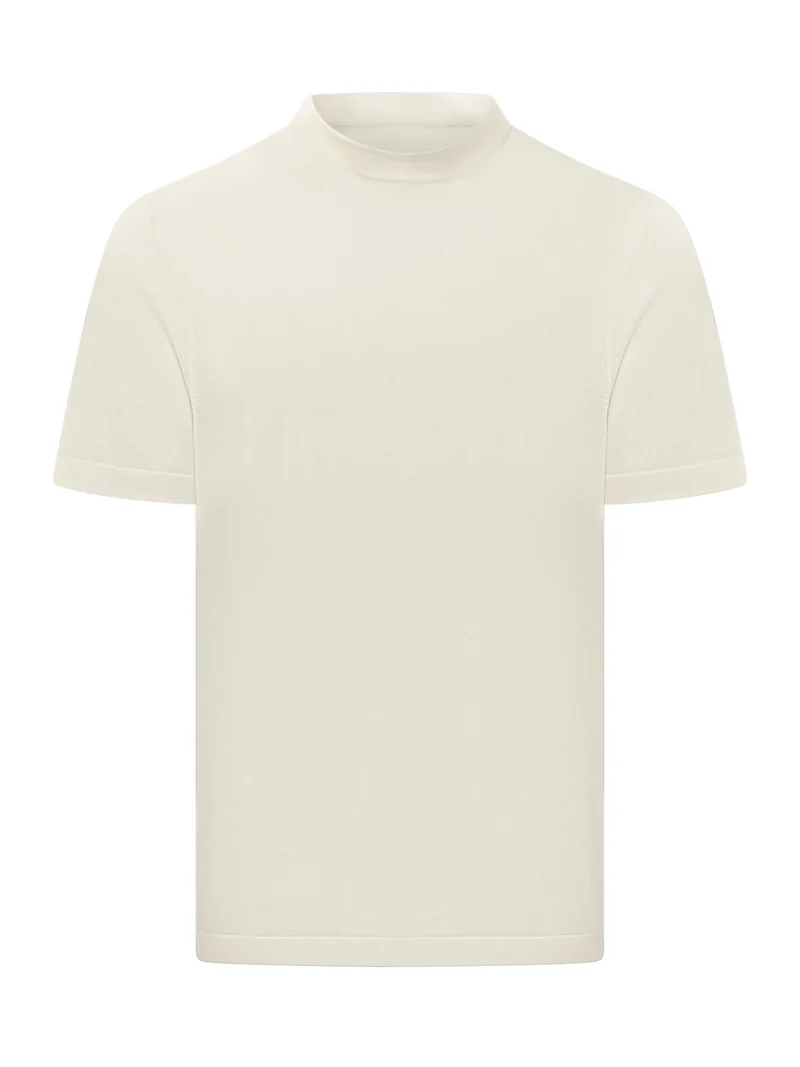 T-shirt a Maniche Corte con Collo Alto