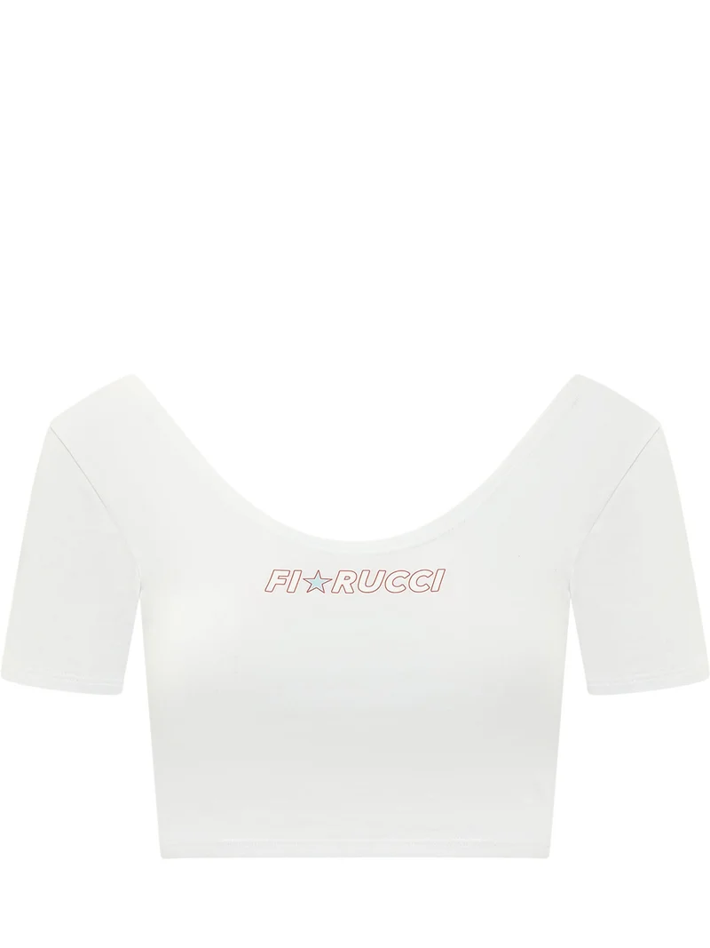 T-shirt con Logo e Scollo Ampio