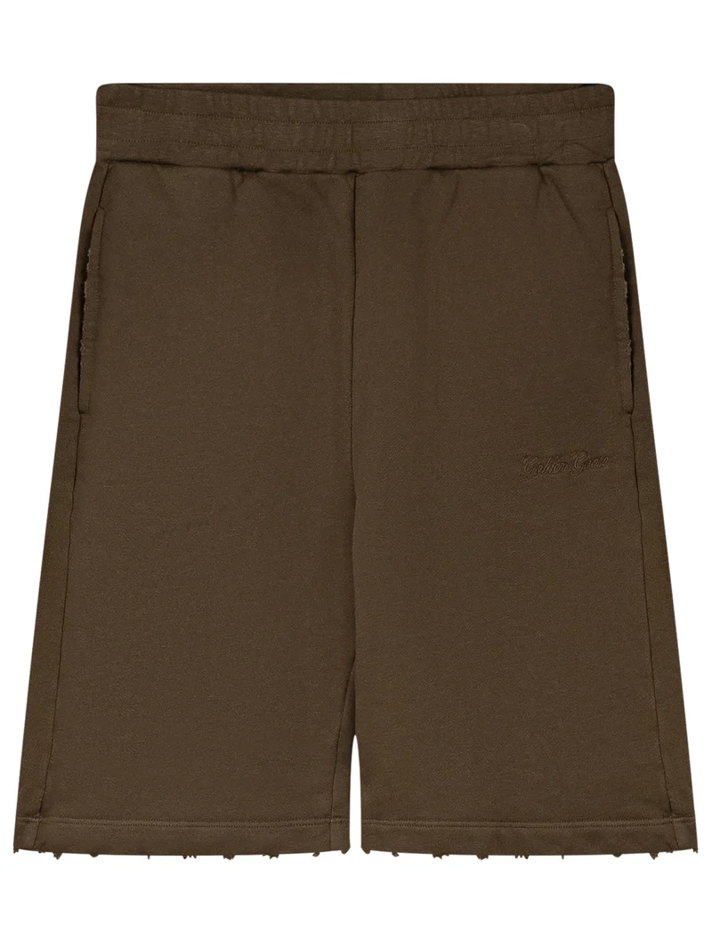 Shorts con Vita Elasticizzata e Bordo Grezzo