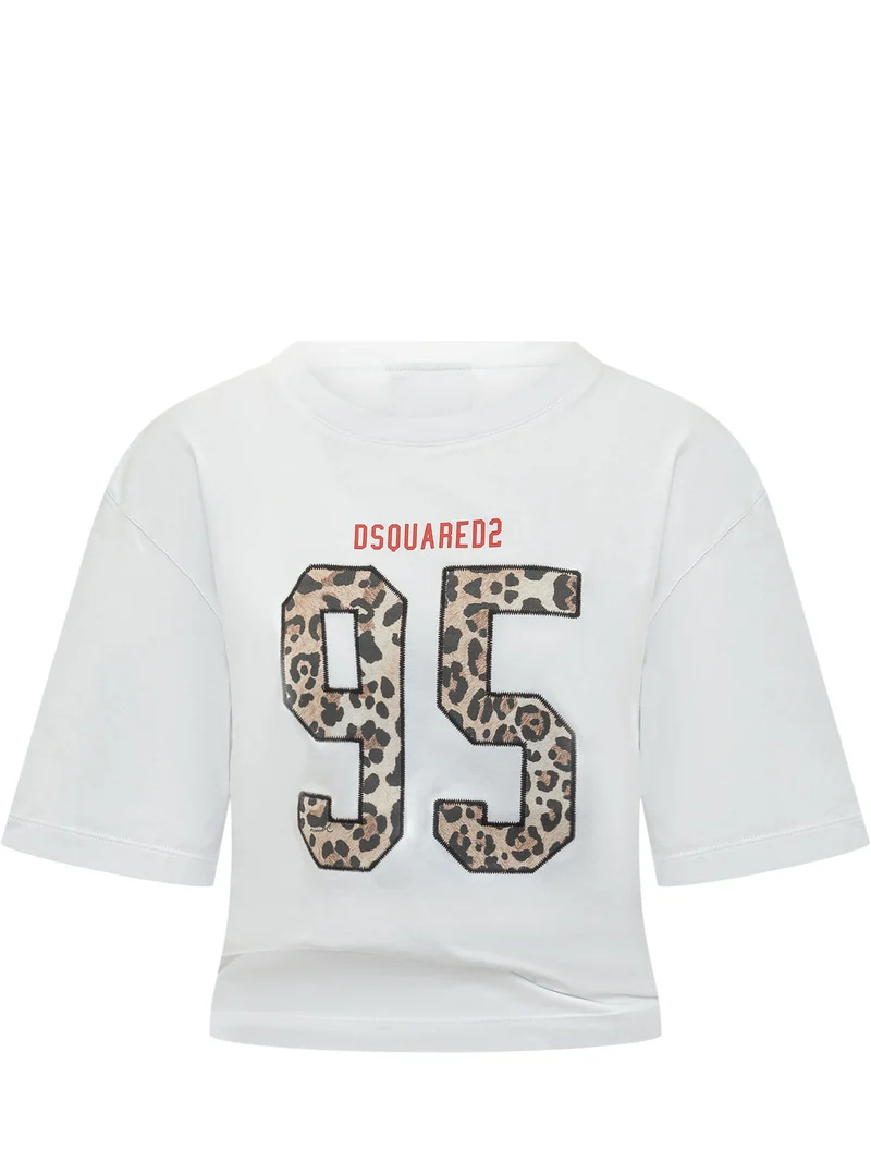 T-shirt Corta con Stampa Numero Animalier