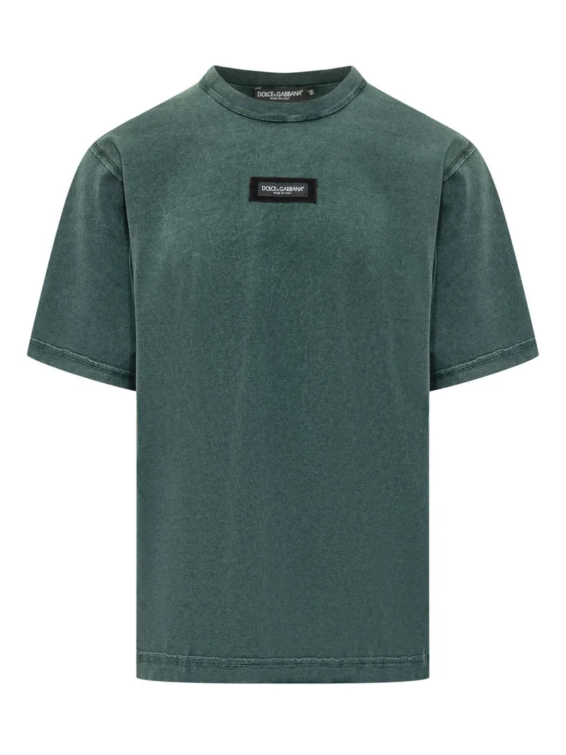 T-shirt Girocollo con Logo Frontale