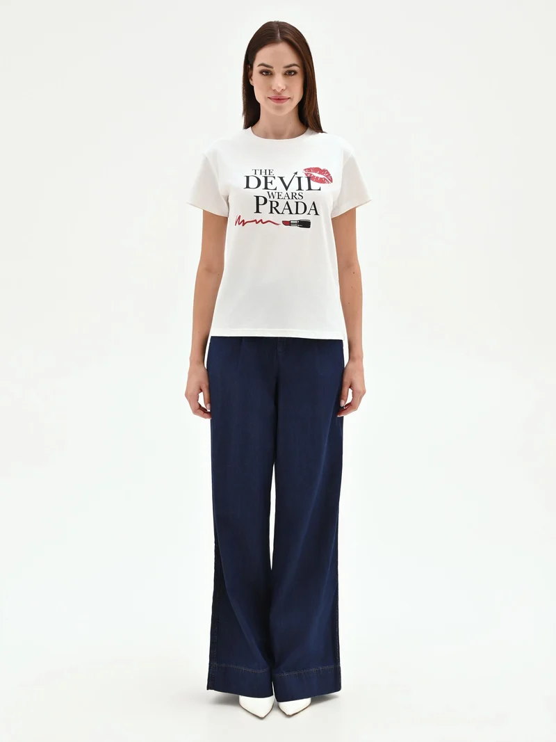 T-shirt in cotone 'The Devil Wears Prada' stampa rossetto
