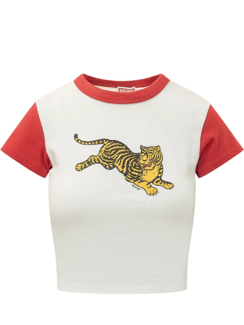 T-shirt Corta con Stampa Tigre