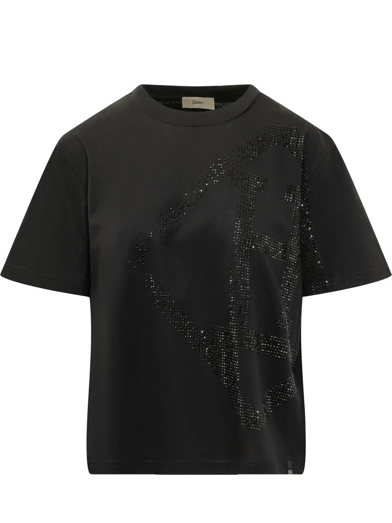 T-shirt con Applicazione di Strass