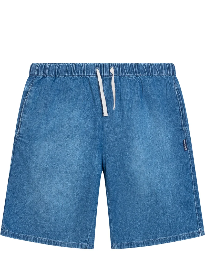 Shorts in Chambray con Vita Elasticizzata