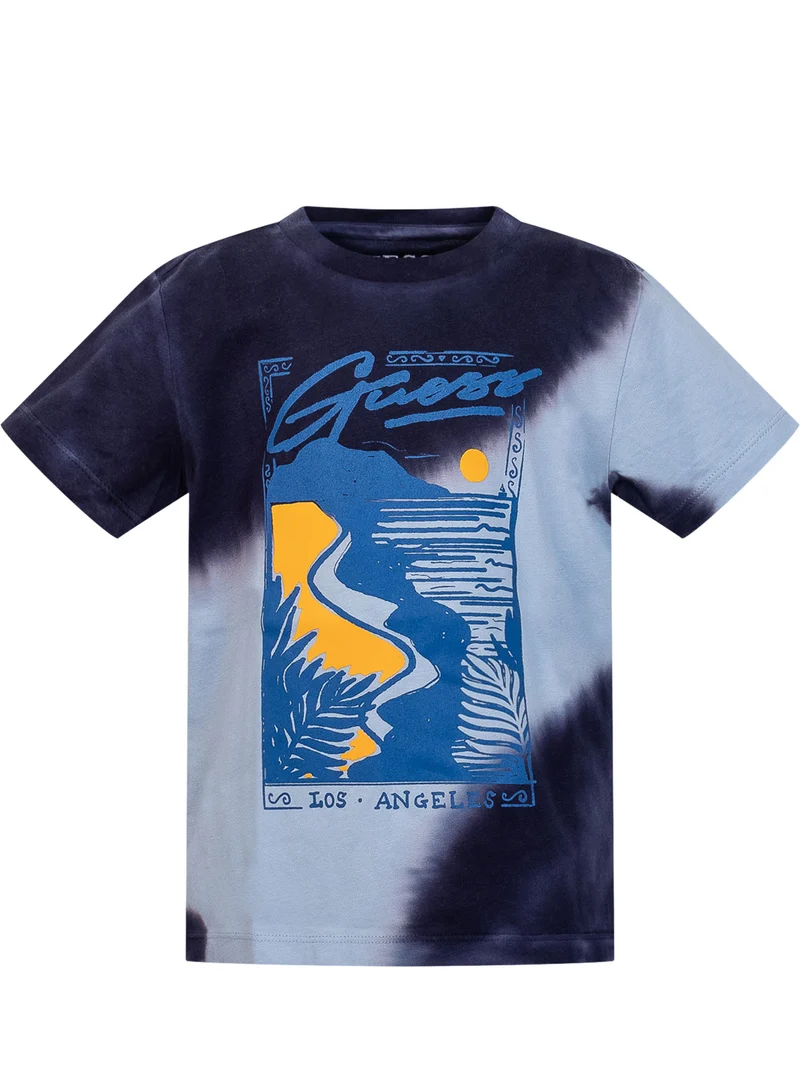 T-shirt a Maniche Corte Tie Dye con Stampa Grafica