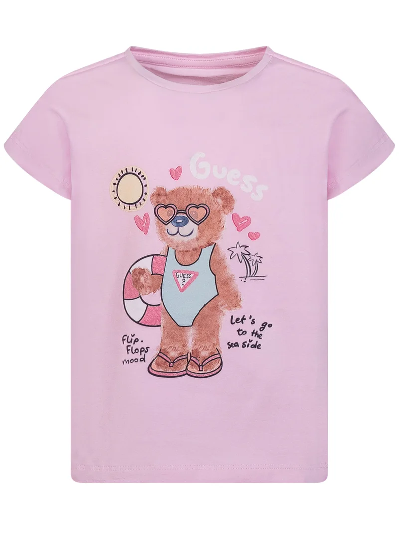 T-shirt Manica Corta con Stampa Orso Estivo