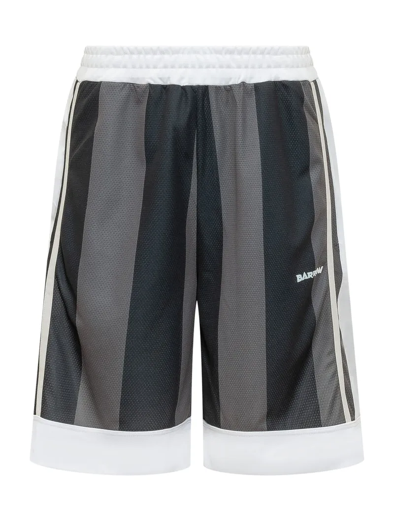 Bermuda in Mesh con Stampa a Righe