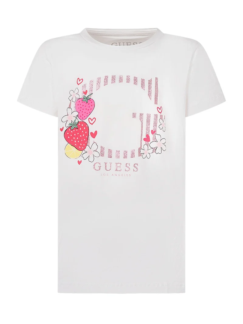 T-shirt Girocollo con Stampa Fragole