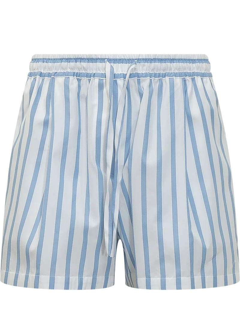 Shorts a Righe con Vita Elasticizzata