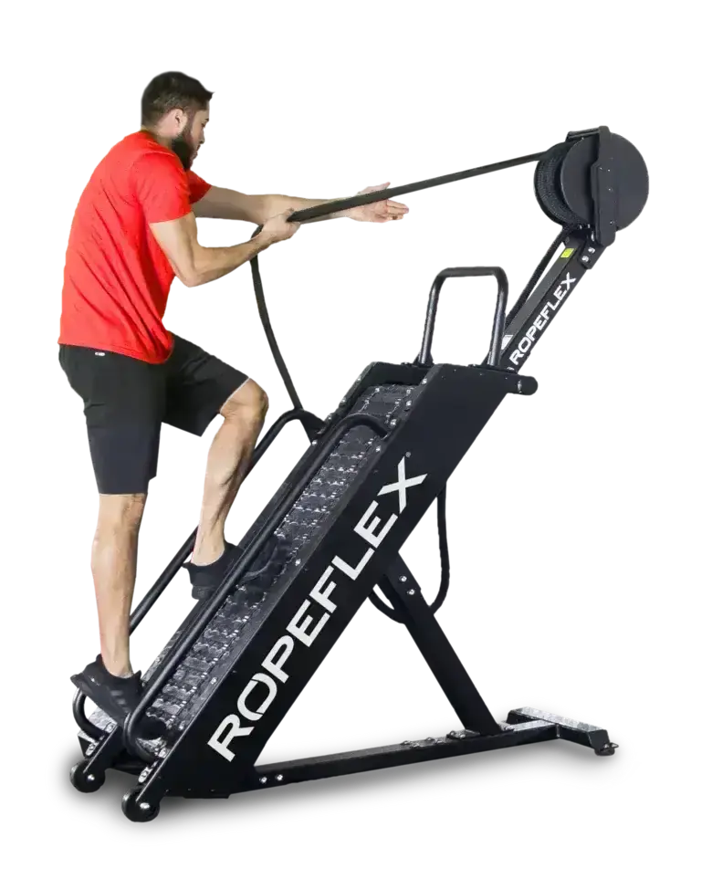 Ropeflex RX4400 Endlosseil-Klettertrainer – Laufband mit Steigung und Seilzug, 50–60°