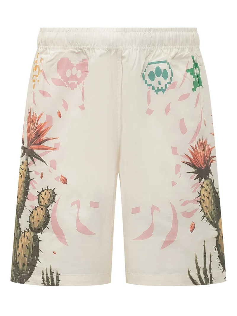 Shorts in Popeline con Stampa Cactus