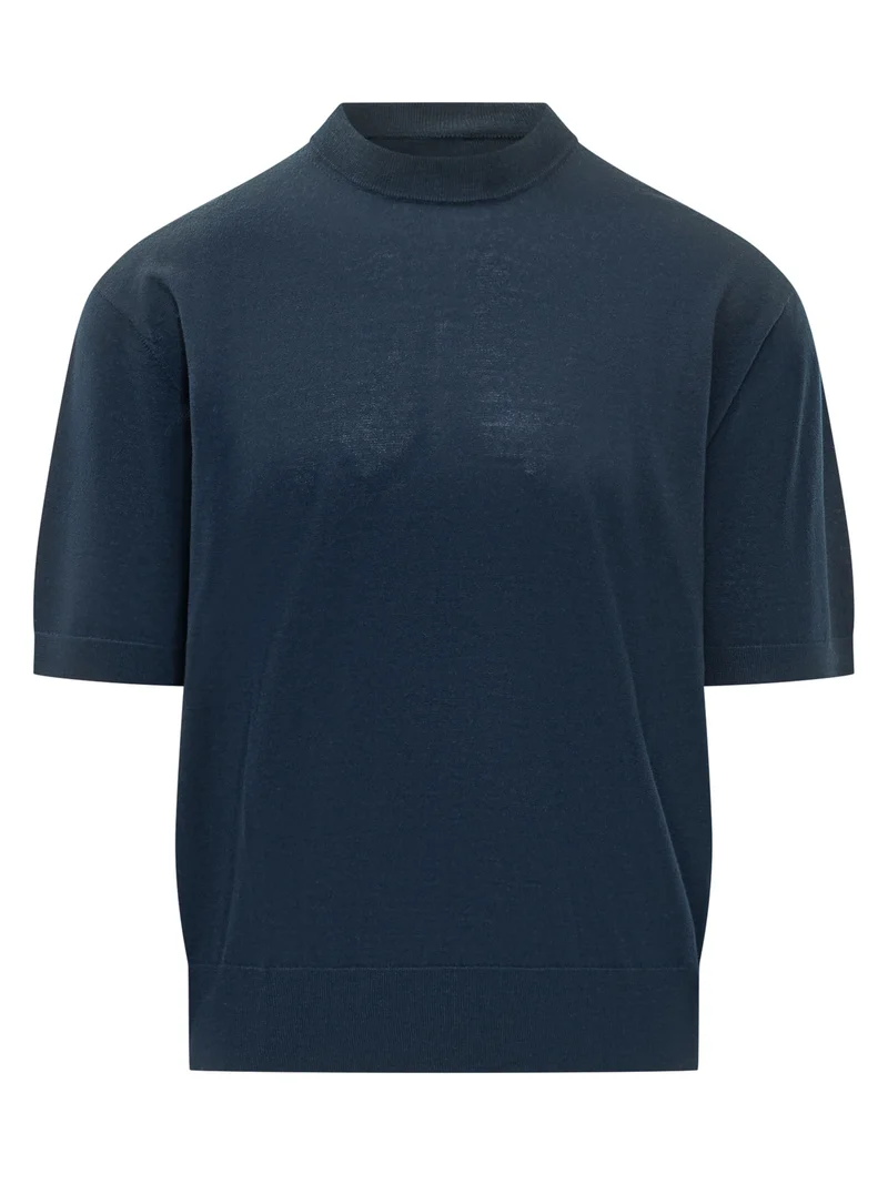 Top a Maniche Corte con Collo Alto