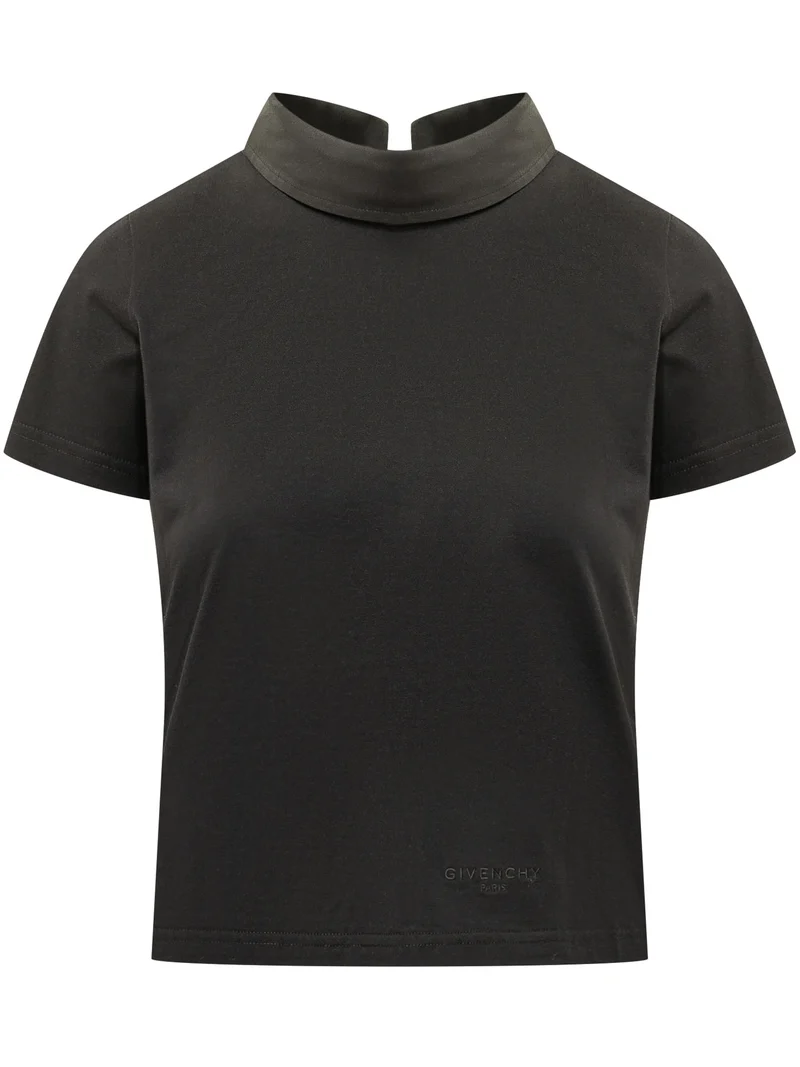 T-shirt a Collo Alto con Logo