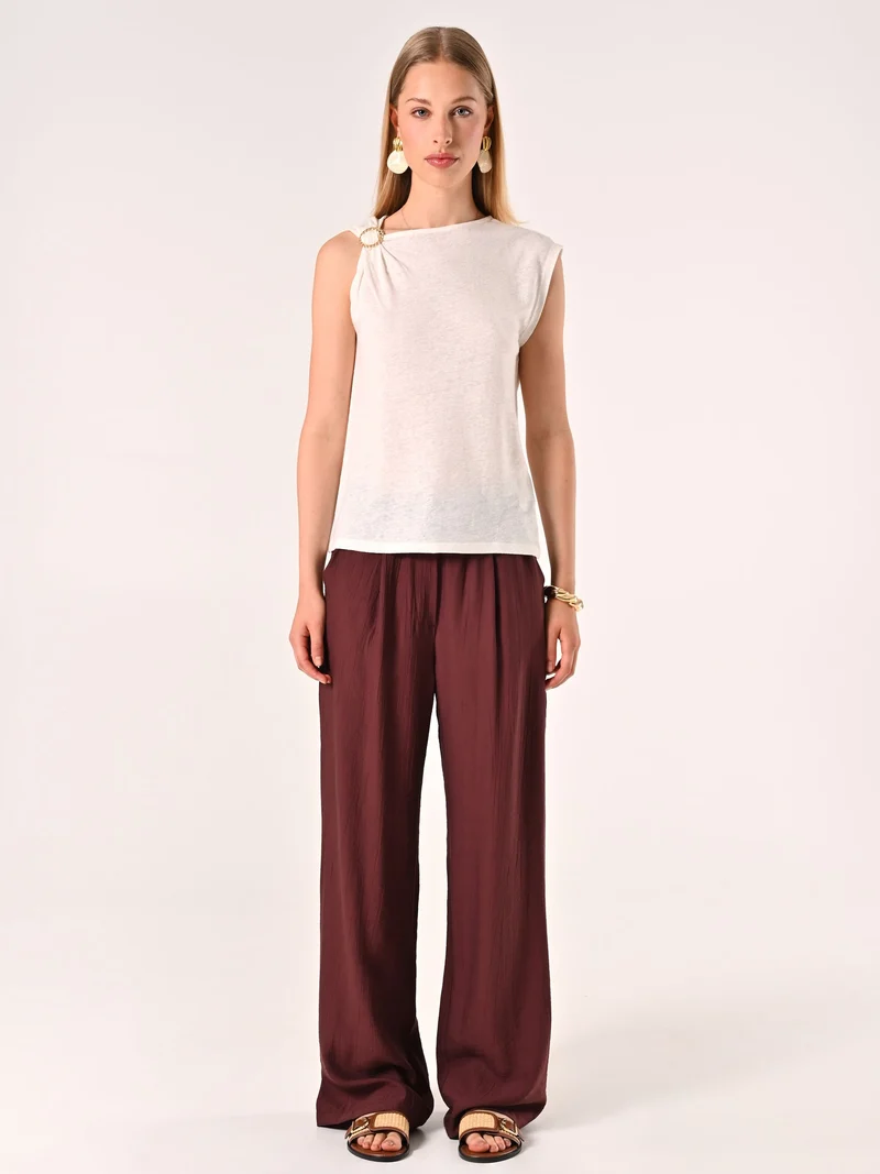 T Shirt in Lino con Anello