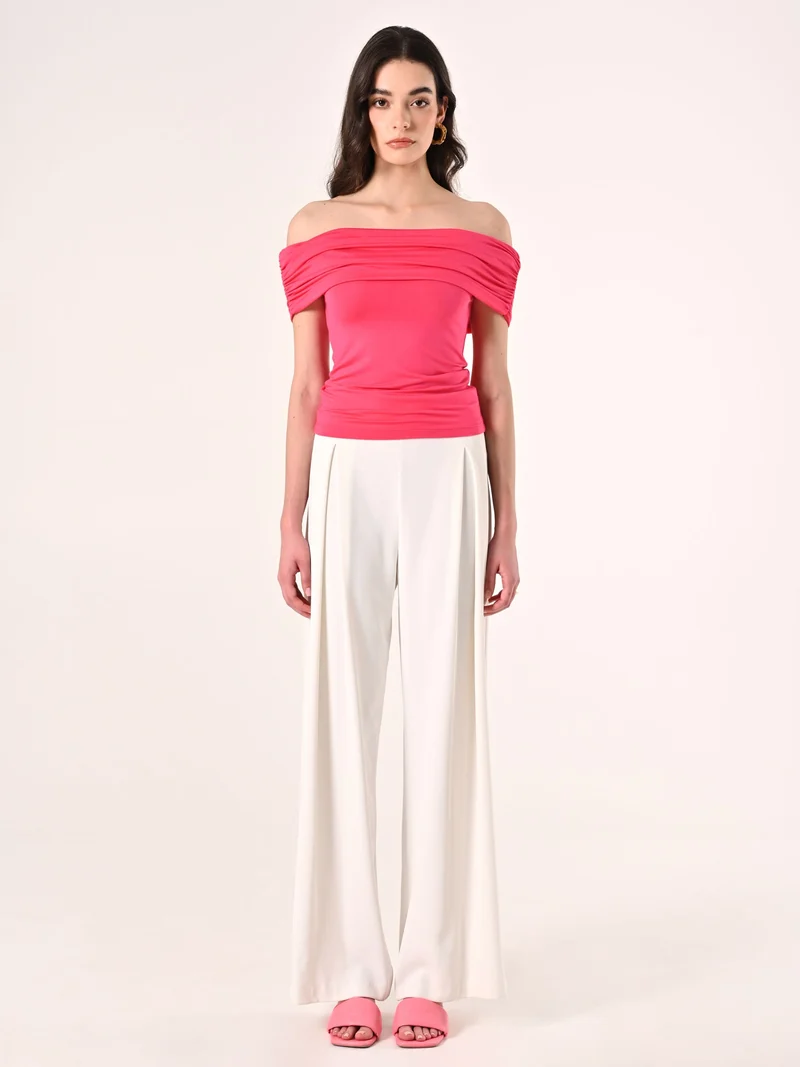Top off-the-Shoulders Fuxia
