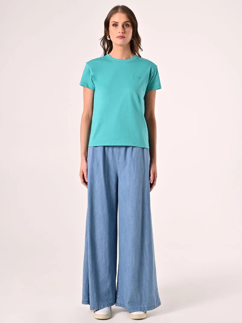 T-Shirt in Cotone Verde Acqua