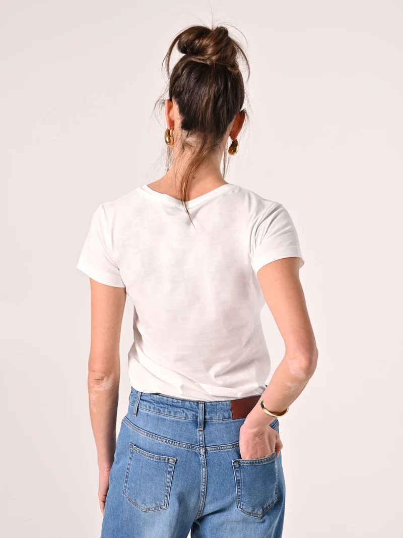 T-Shirt Bianca in Misto Viscosa