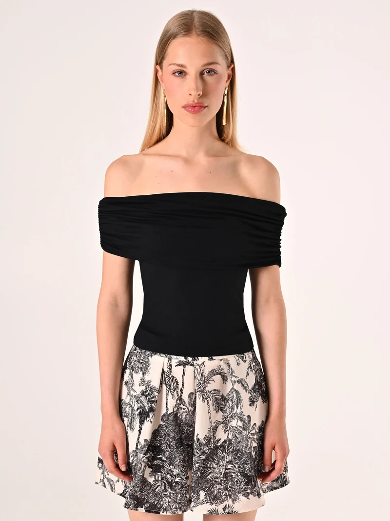 Top off-the-Shoulders Nero