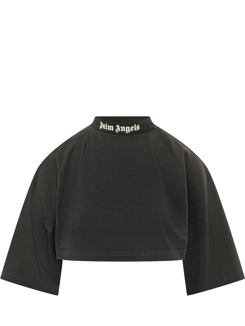 T-shirt Cropped con Collo Alto