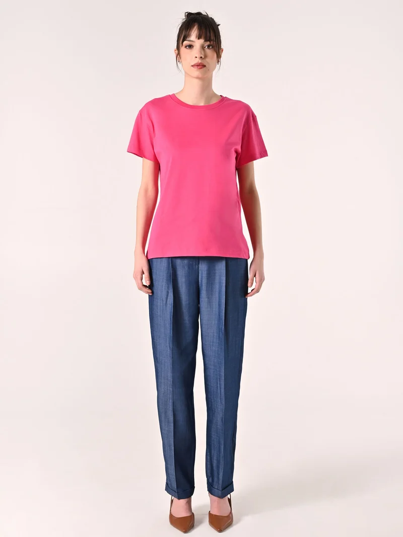 T-Shirt in Cotone Fuxia