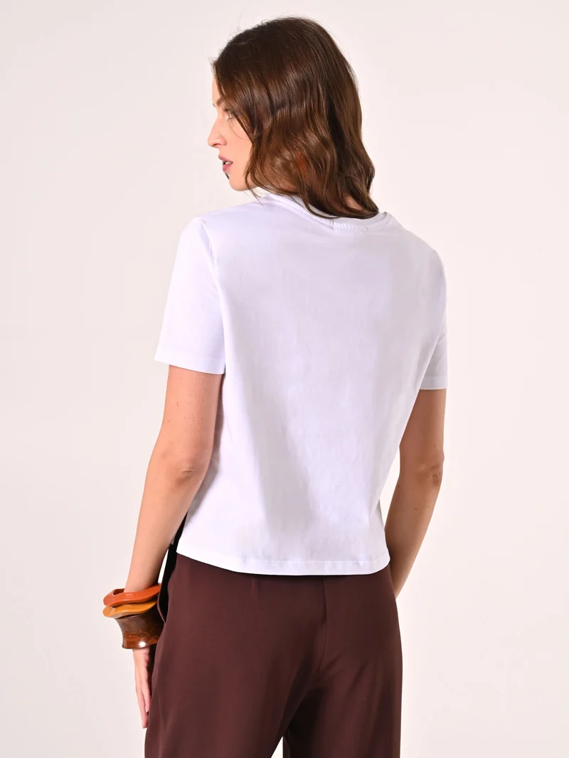T-Shirt in Cotone con Stampa & Orecchino