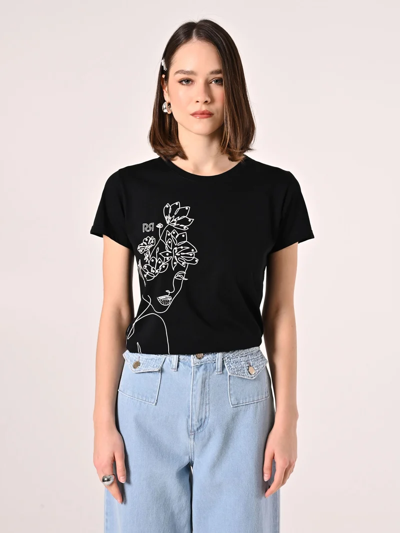 T-Shirt bianca in Cotone con Perle