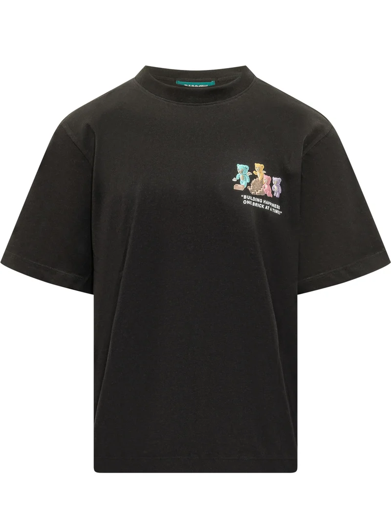 T-shirt Girocollo con Grafica di Orsetti