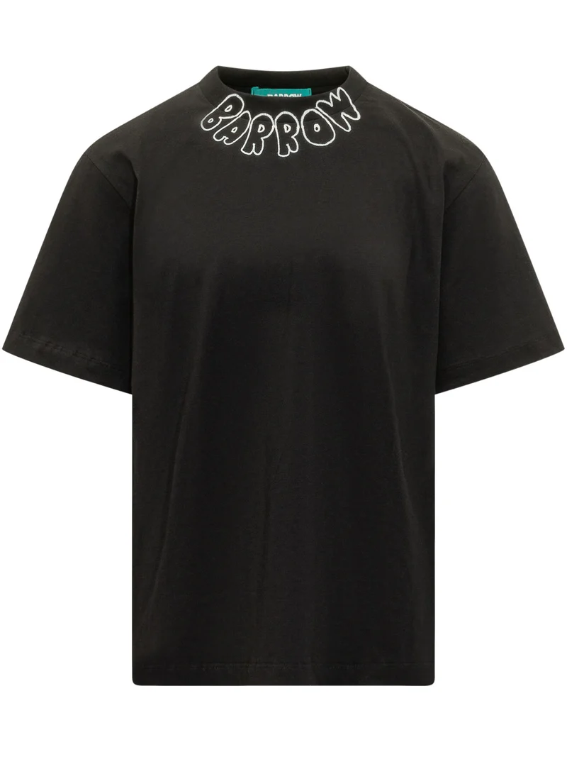 T-shirt Girocollo con Ricamo Lettering