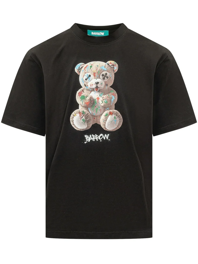 T-shirt Girocollo con Orsetto Stampato