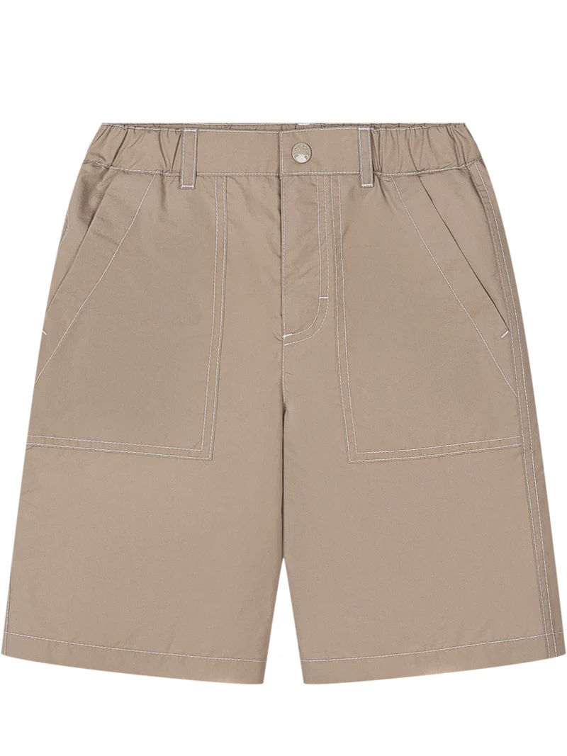 Shorts in Cotone con Impunture a Contrasto