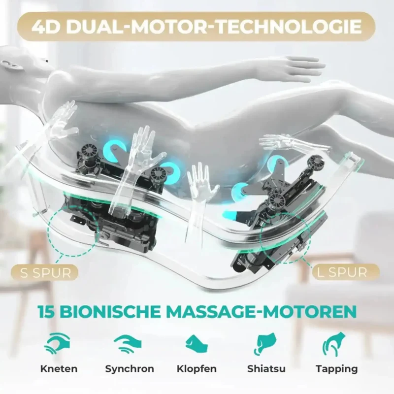 NAIPO SkySuite S80 Massagesessel – 4D+, S+L-Schiene 143 cm, 68 Airbags, Aroma und Licht