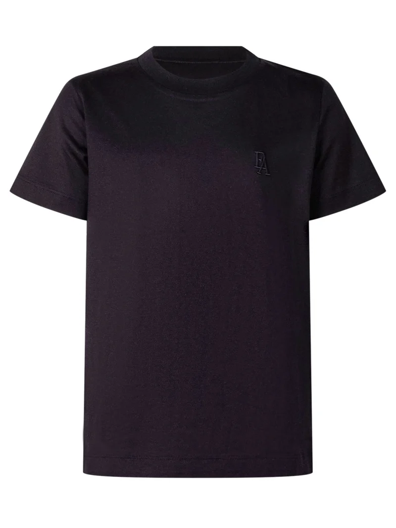 T-shirt Girocollo con Ricamo sul Petto