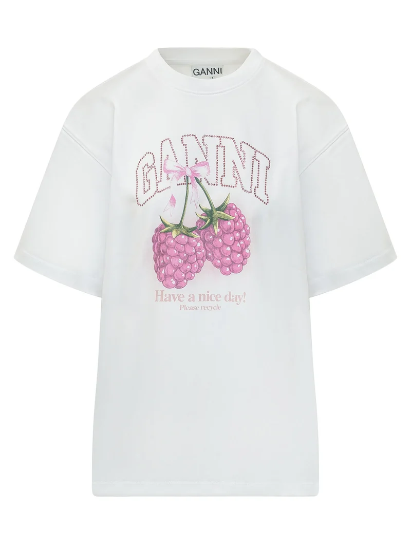 T-shirt con Stampa Frontale e Maniche Corte