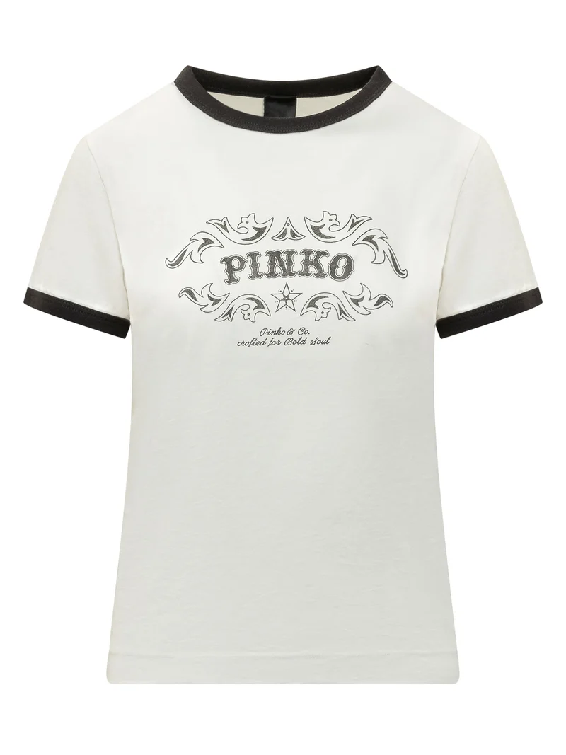 T-shirt con Stampa Logo e Profili a Contrasto